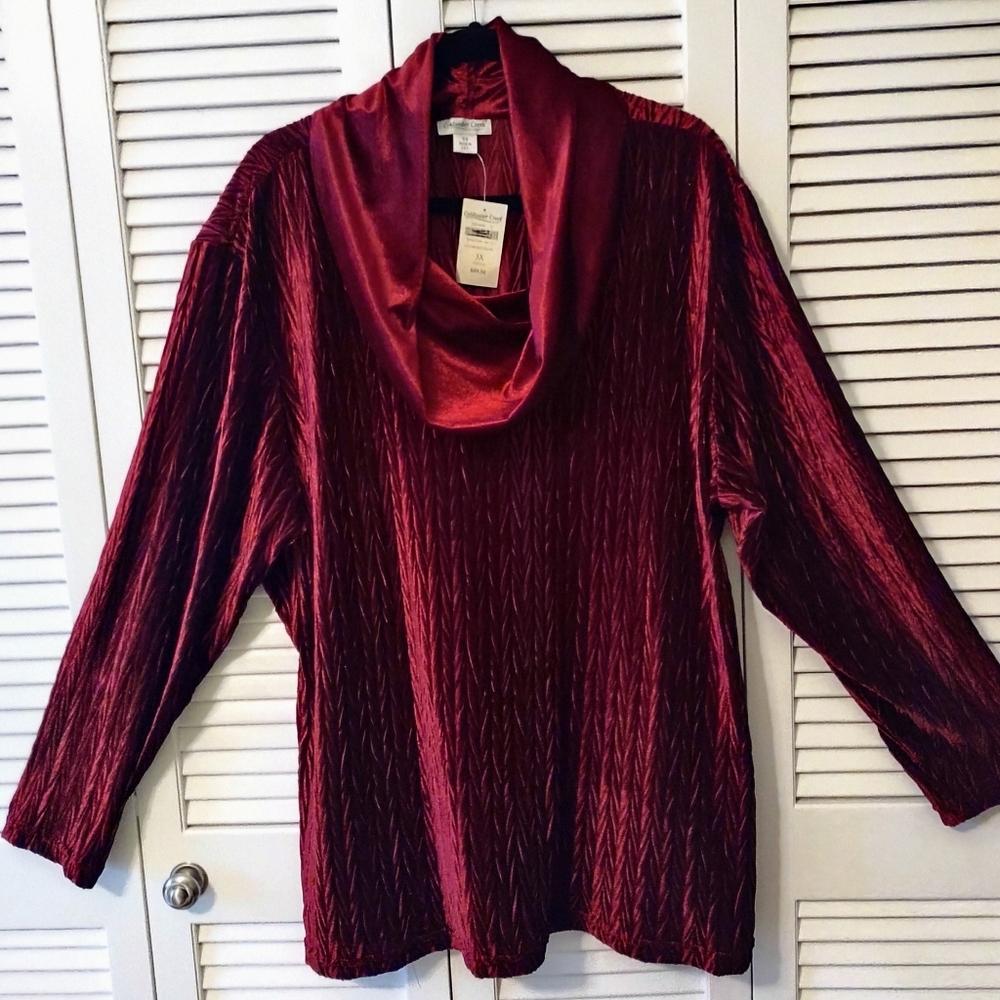 NWT Coldwater Creek Tunic Cowl Neck Top size 3X Deep Burgundy Wine Color - Picture 2 of 5